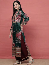 Women Floral Printed Gotta Patti Velvet Kurta-AHKUVLDP-1117